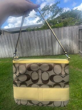 Coach Signature C Heritage Yellow Stripe 2010 Shoulder Bag